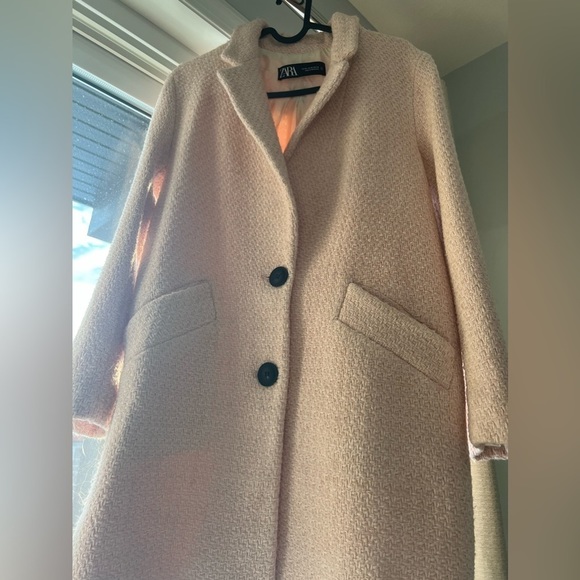 ZARA Women textured coat, spring, winter, fall, extra Small, light pink - Picture 3 of 10